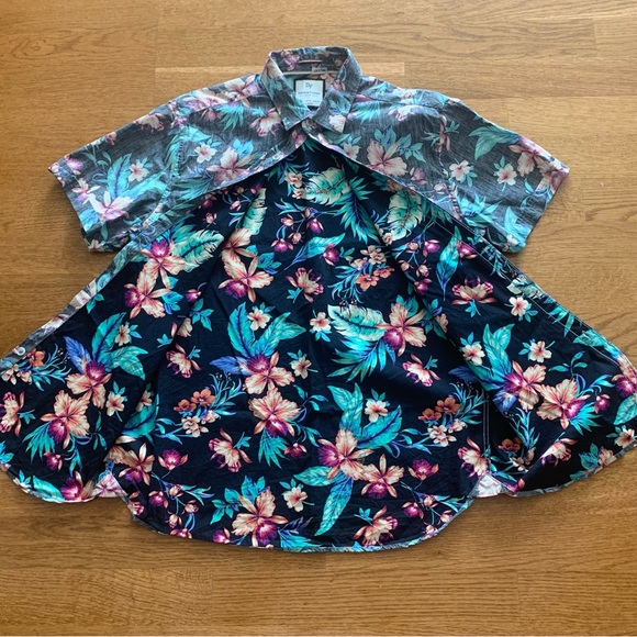 Denim & Flower Short Sleeve Hawaiian Print Shirt Size Medium - Picture 3 of 8